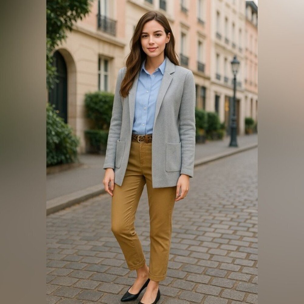 J.Crew Sophie Open-Front Cotton Sweater Blazer Gray Size Small
